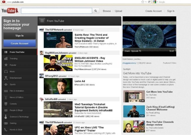 YouTube - видеохостинг - Трейлеры