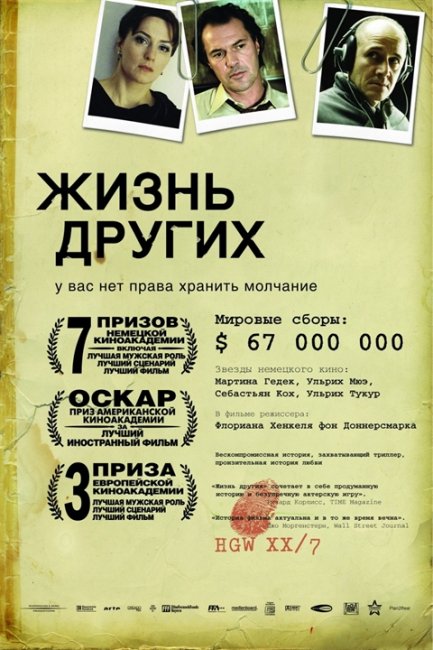 «Жизнь других» — немецкий драматический триллер - Трейлеры