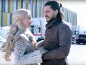 Эмилия Кларк и Кит Харингтон на съемках "Игры престолов"